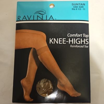 New Vintage  Ravinia Knee High Comfort Top W/ Reinforced Toe. Suntan, One Size